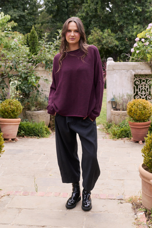 CAMILLA KNIT - BERRY/ CHARC