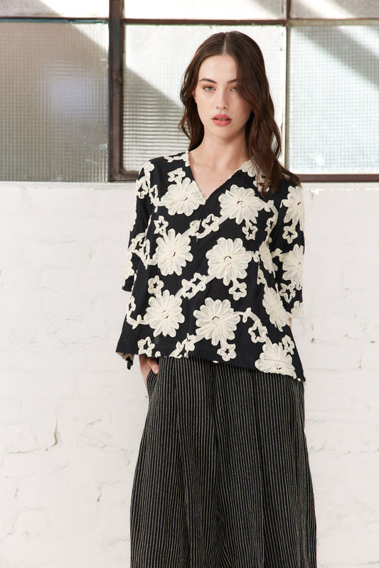 Luna Top - Black Floral