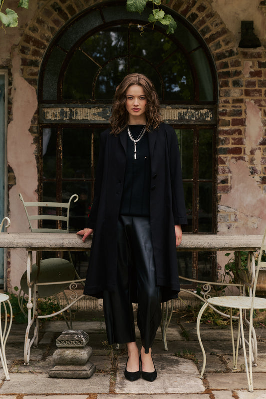 MEGAN COAT - BLACK PONTE
