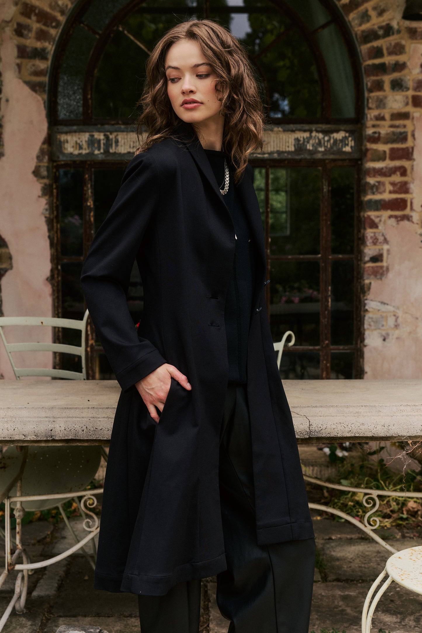 MEGAN COAT - BLACK PONTE