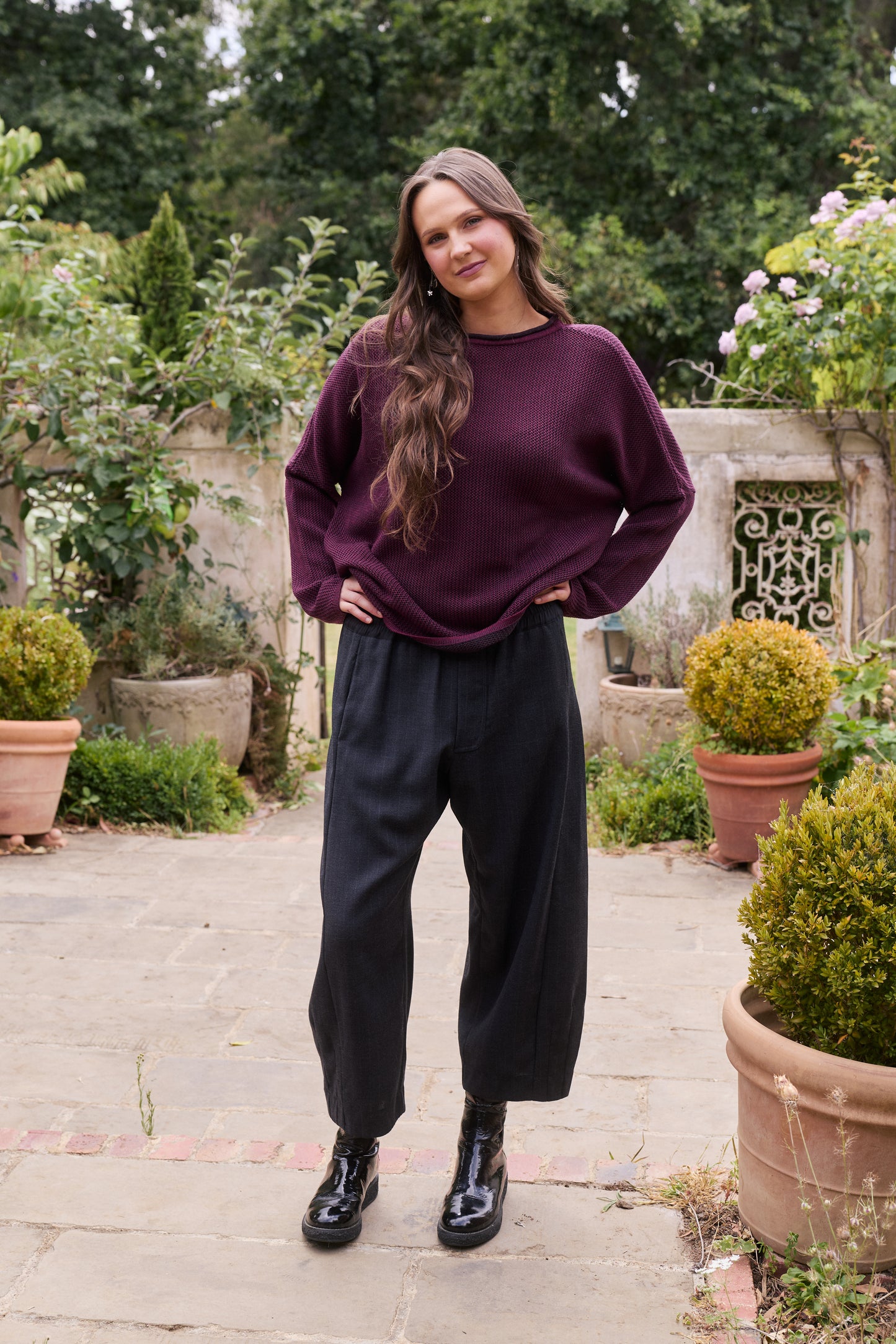 CAMILLA KNIT - BERRY/ CHARC