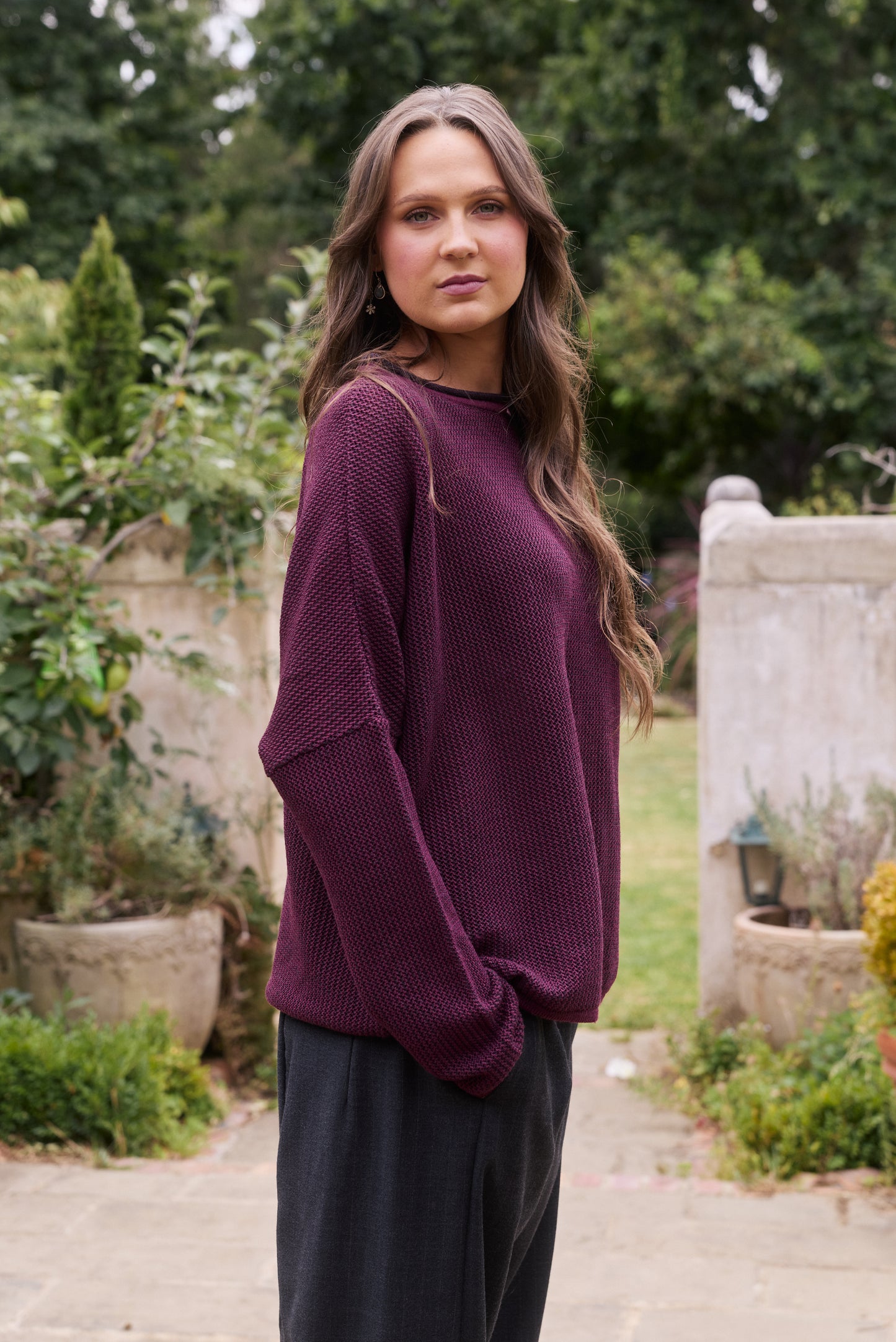 CAMILLA KNIT - BERRY/ CHARC