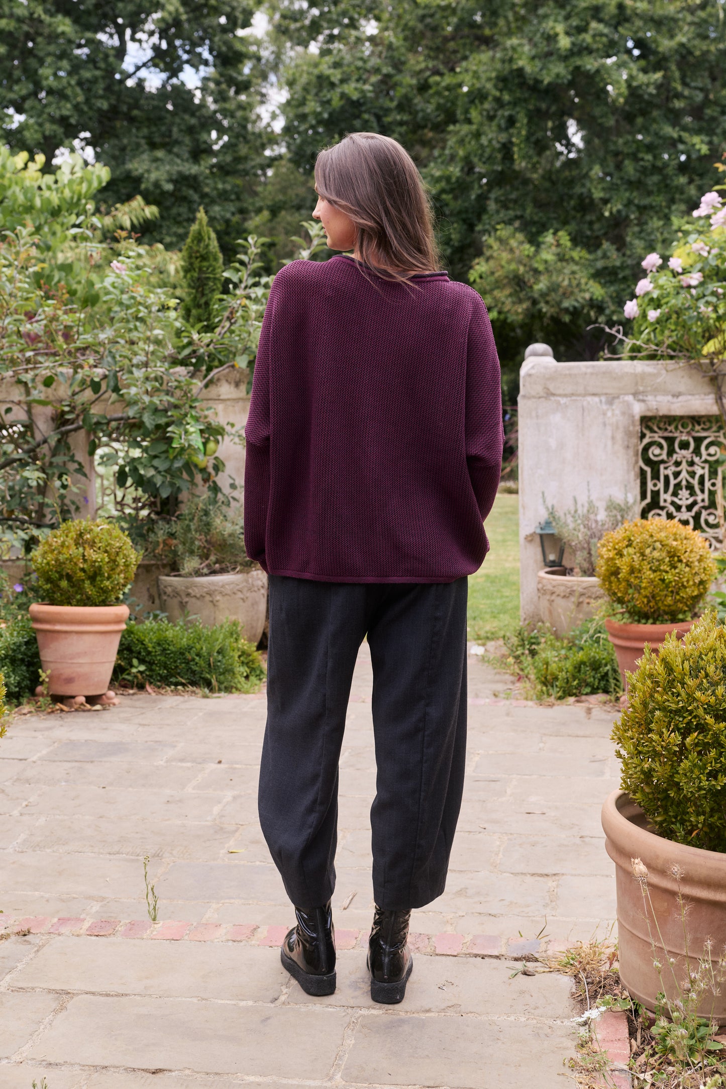 CAMILLA KNIT - BERRY/ CHARC