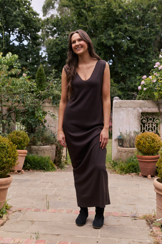 IISABEL DRESS - CHOCOLATE