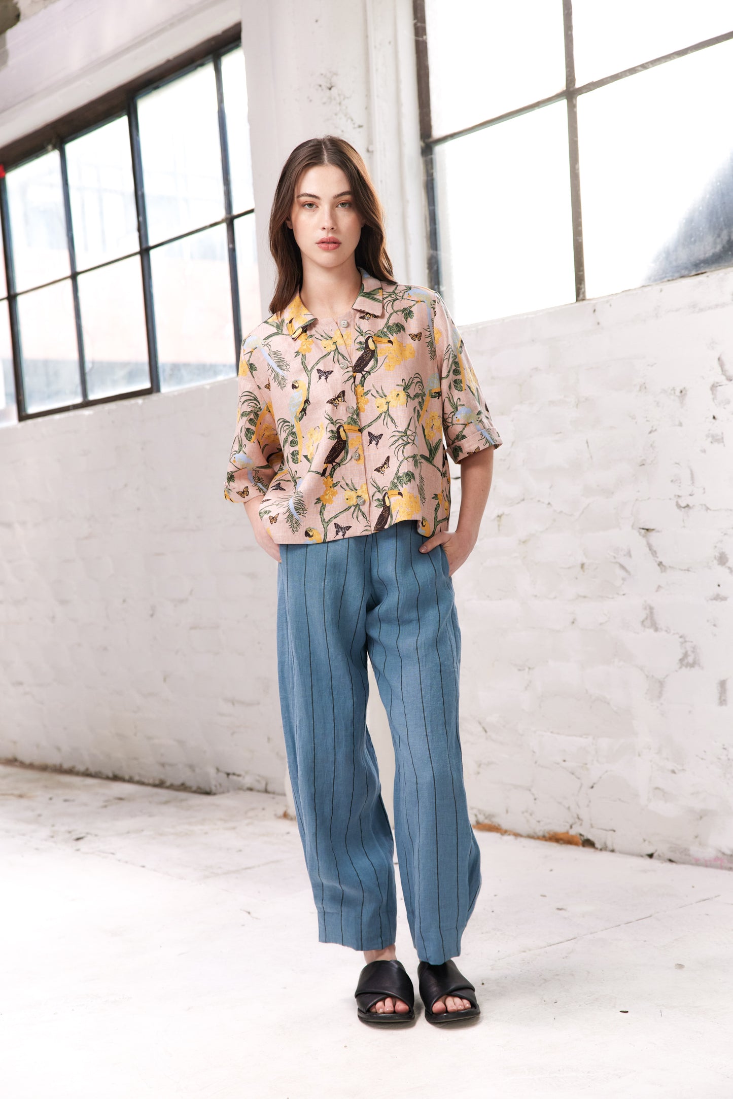 Karina Pants - Teal Stripe