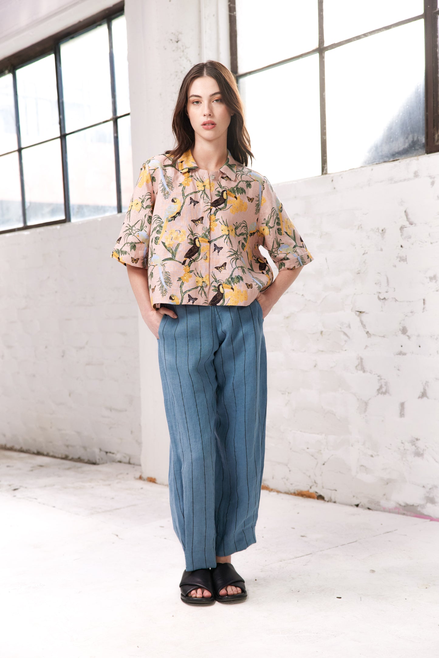 Karina Pants - Teal Stripe