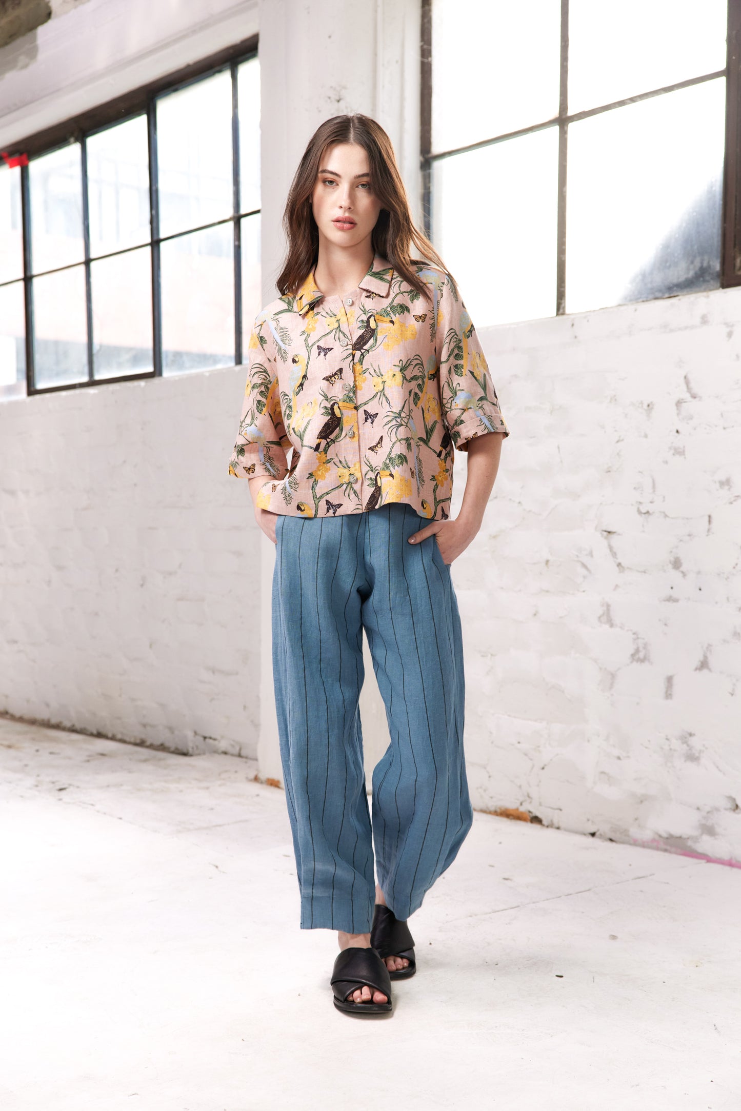 Karina Pants - Teal Stripe