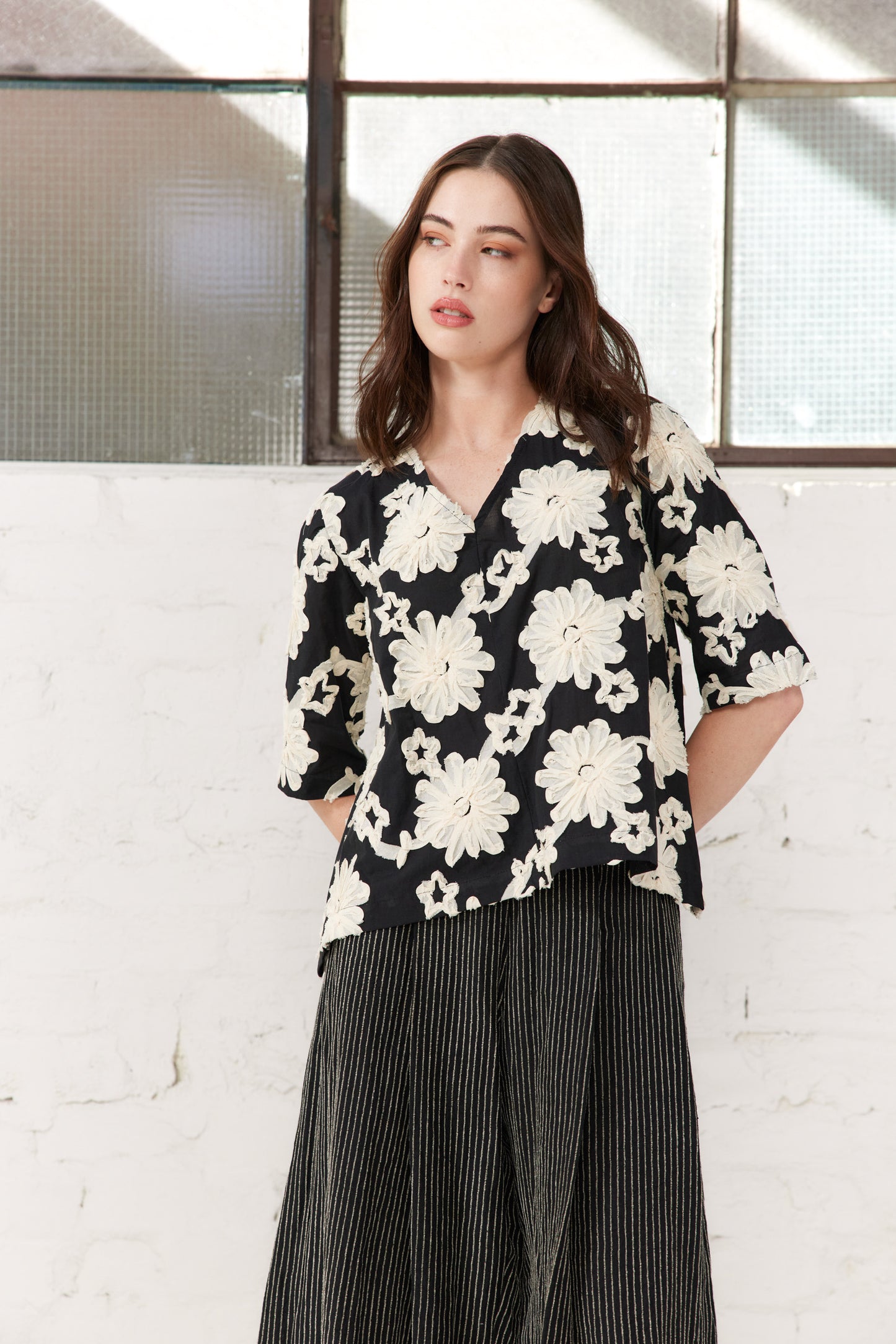 Luna Top - Black Floral