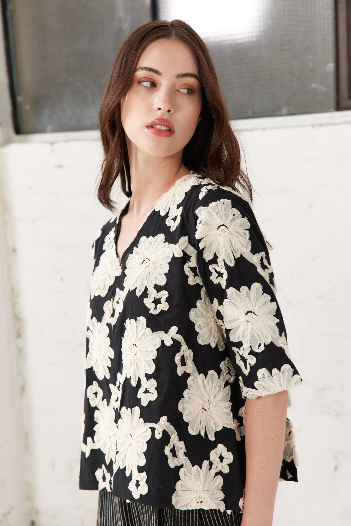 Luna Top - Black Floral