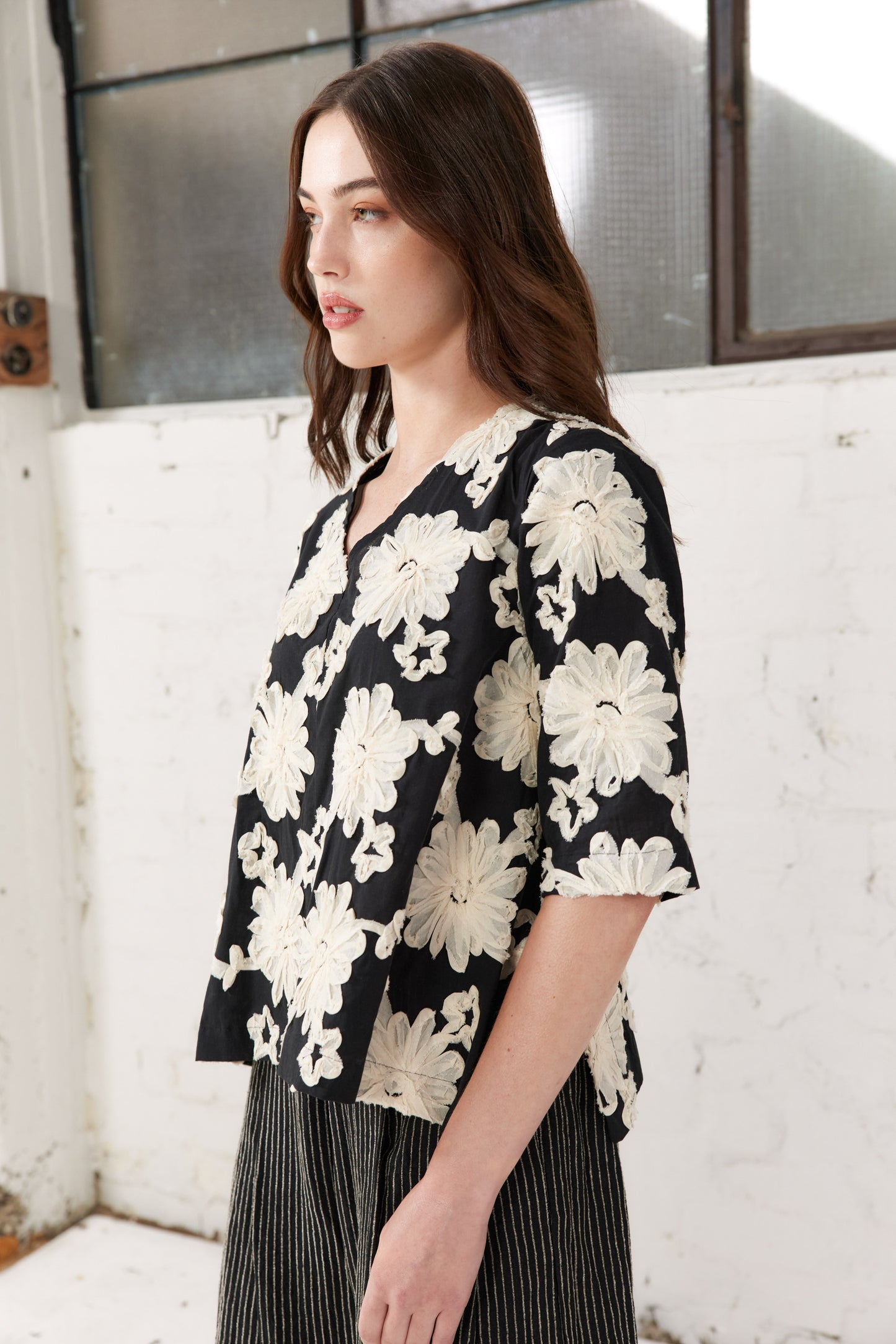 Luna Top - Black Floral